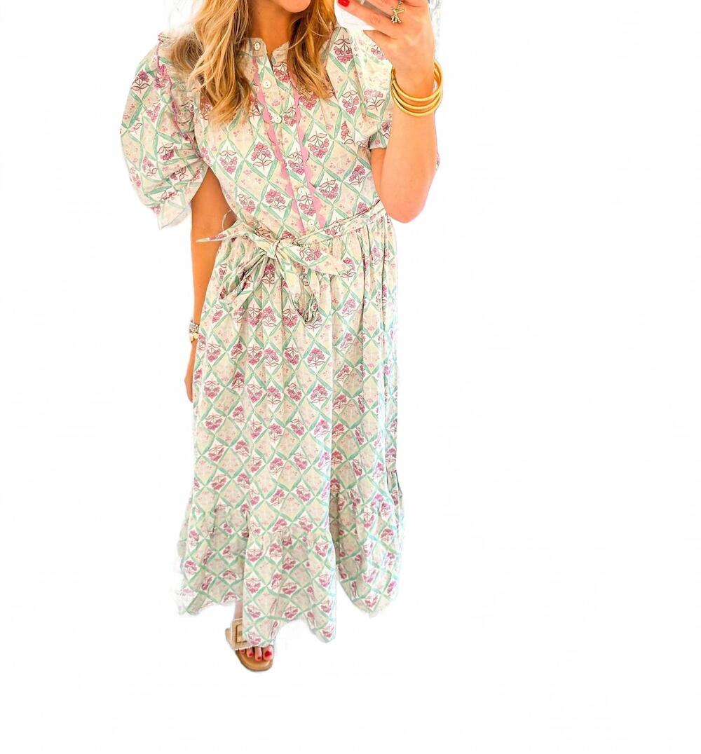 NEW KARLIE paris floral tier maxi dress in purple